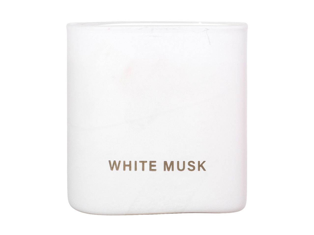 White Musk scented candle in a white ceramic holder
