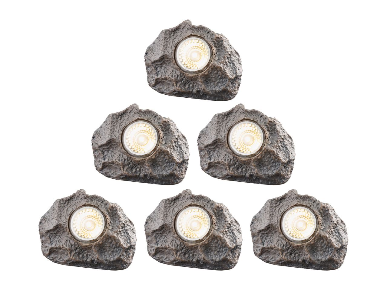 Set of five LED rock lights.
