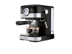 Máquina de café expresso SilverCrest preta e prateada a fazer dois cafés.