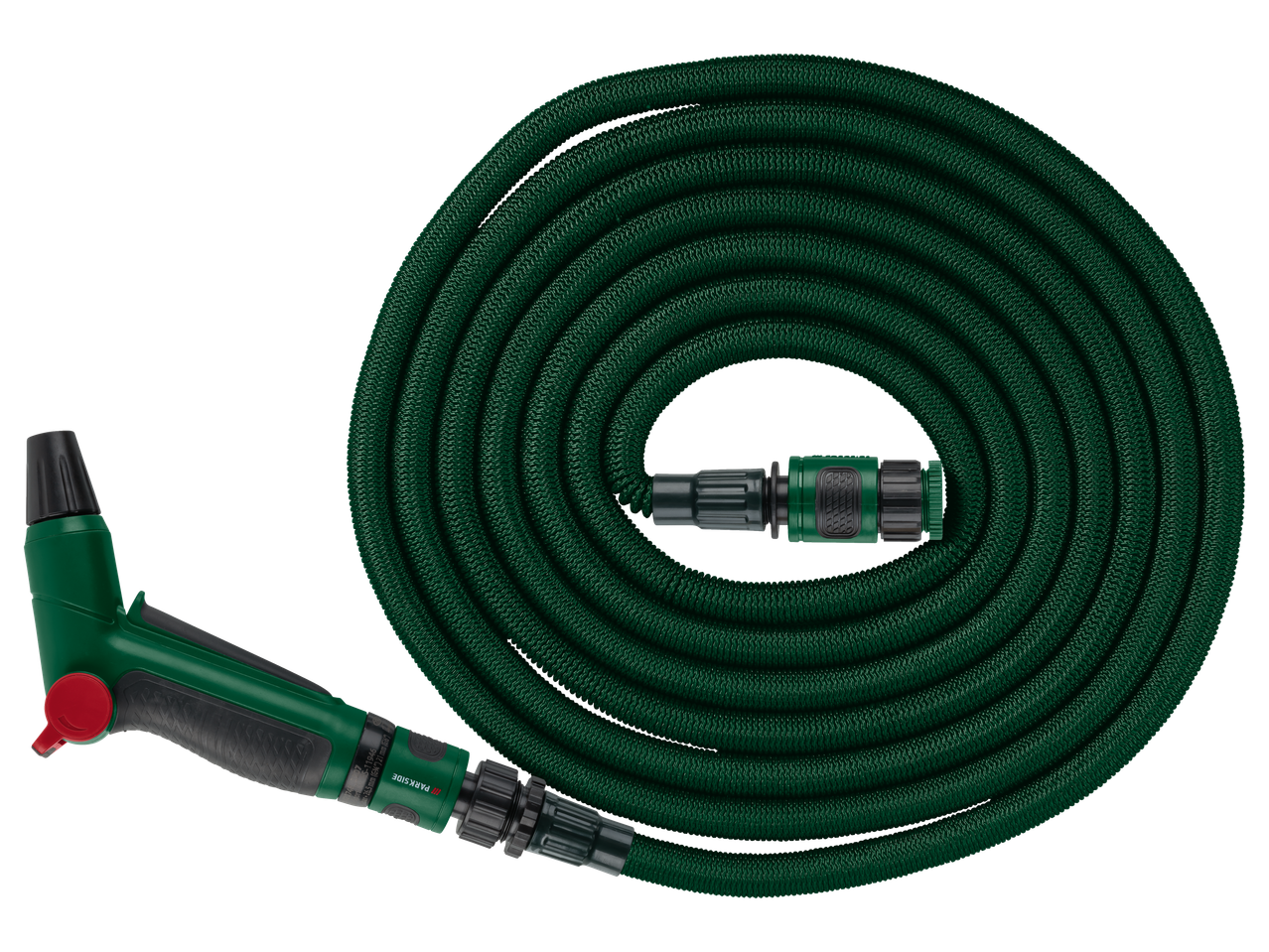 PARKSIDE® 15m Flexible Garden Hose Set with spray gun and connectors.