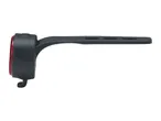 Bicycle rear light with a black strap for mounting.