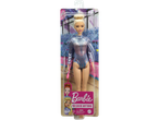 Barbie You Can Be Anything doll in a rhythmic gymnast outfit with a pink ribbon and two clubs.
