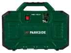 Parkside® Portable Compressor PMK 1100 A1, green with black accents, showing power switch and 94 dB noise level.