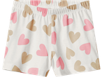 LUPILU šorts za pidžamu za malu decu, beli sa roze i bež srcima.