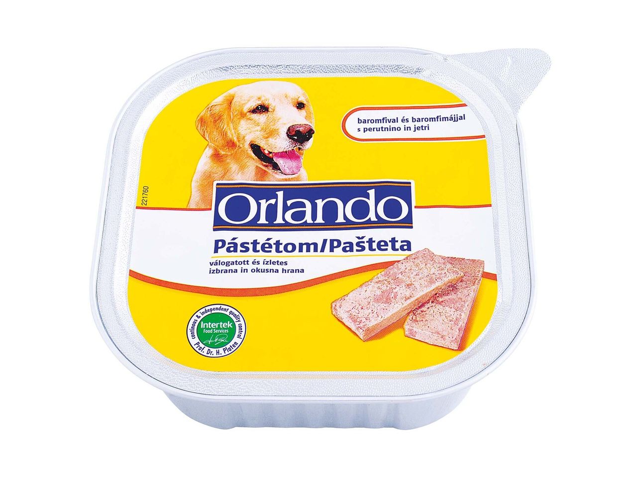 Orlando: kutyapástétom tálkában.