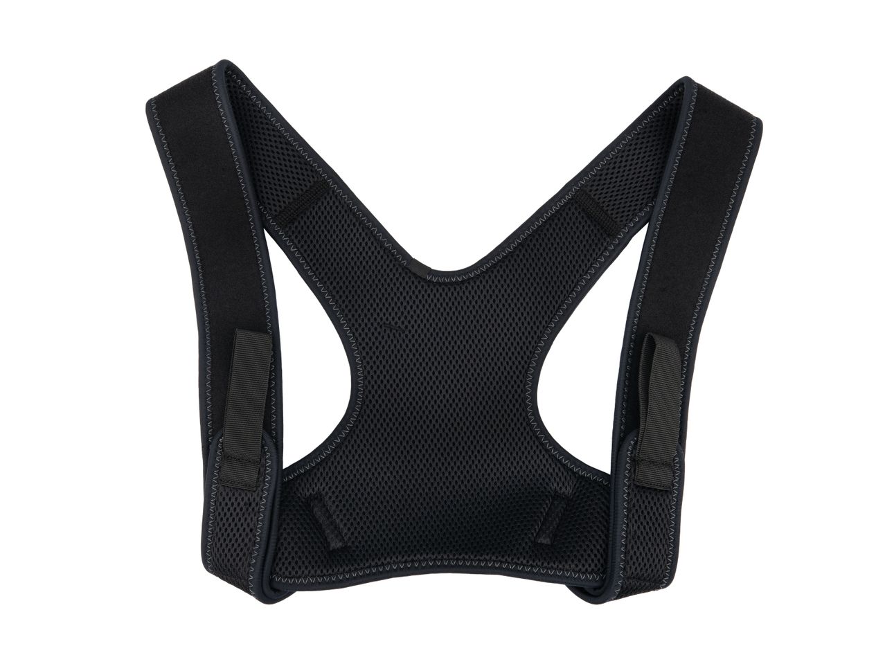 Black posture corrector with mesh fabric and adjustable straps