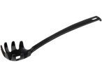 Black plastic pasta server with a long handle