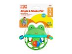 Baby rattle toy shaped like a frog, with a textured, easy-to-grasp design.