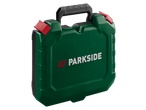 Cutie verde PARKSIDE pentru pistol de sudură din plastic, cu mânere negre și cleme roșii.