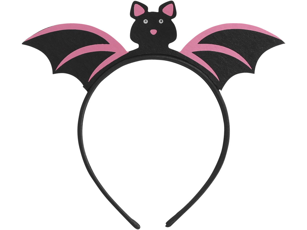 A black and pink bat-themed Halloween headband for kids.