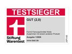 Testsieger-Siegel für Feinwaschmittel Wolle, Note Gut (2,0), Ausgabe 1/2026