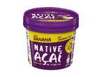 A small cup of Banana Native Açai puree.