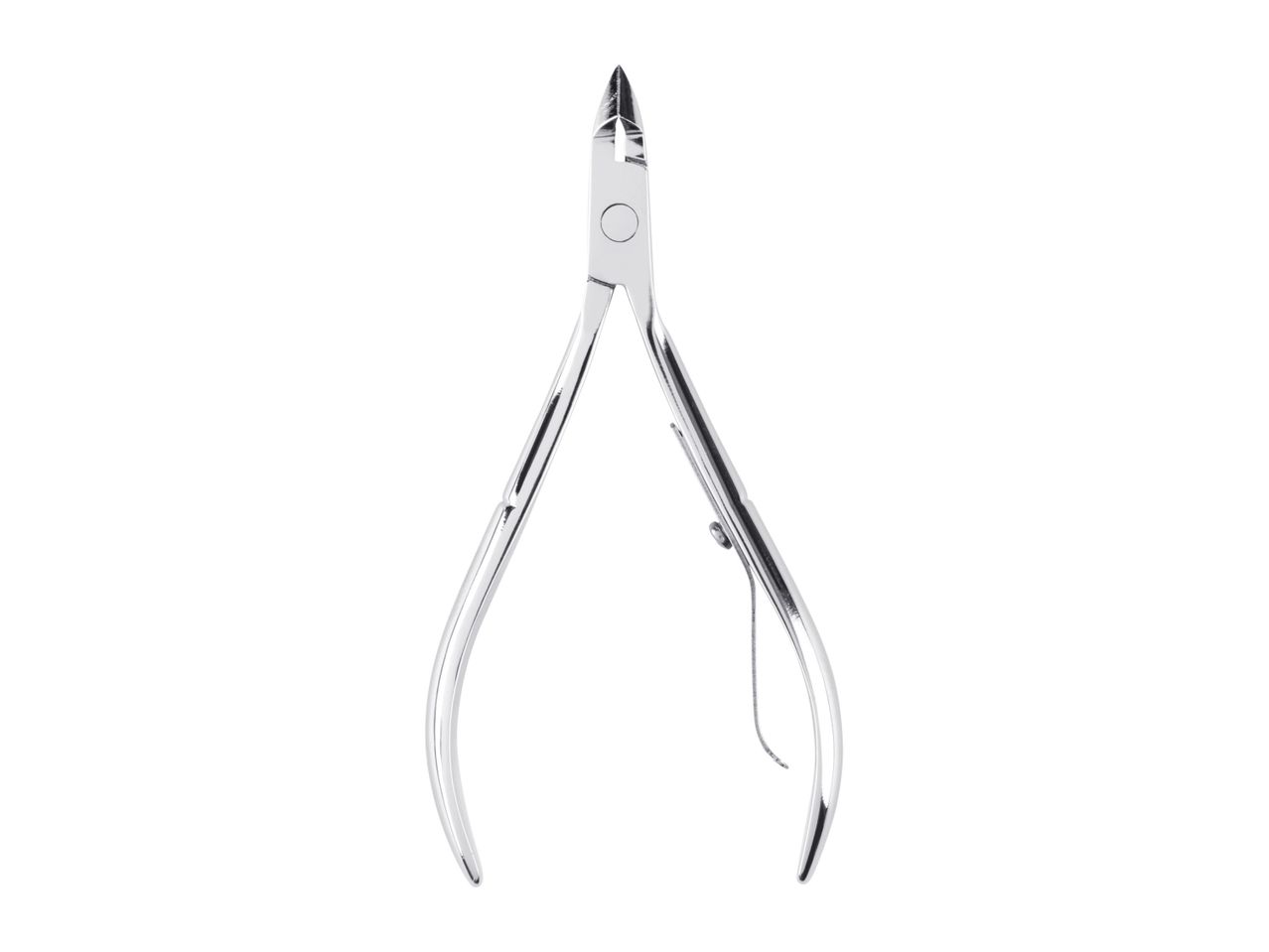 Stainless steel cuticle nippers for professional manicure.