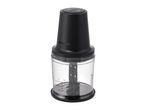 SilverCrest food chopper with a black motor unit and clear bowl with measurements.