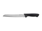 Bread knife with a serrated stainless steel blade and a black handle