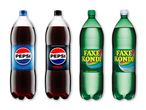 Pepsi Max og Faxe Kondi flasker i forskellige varianter.