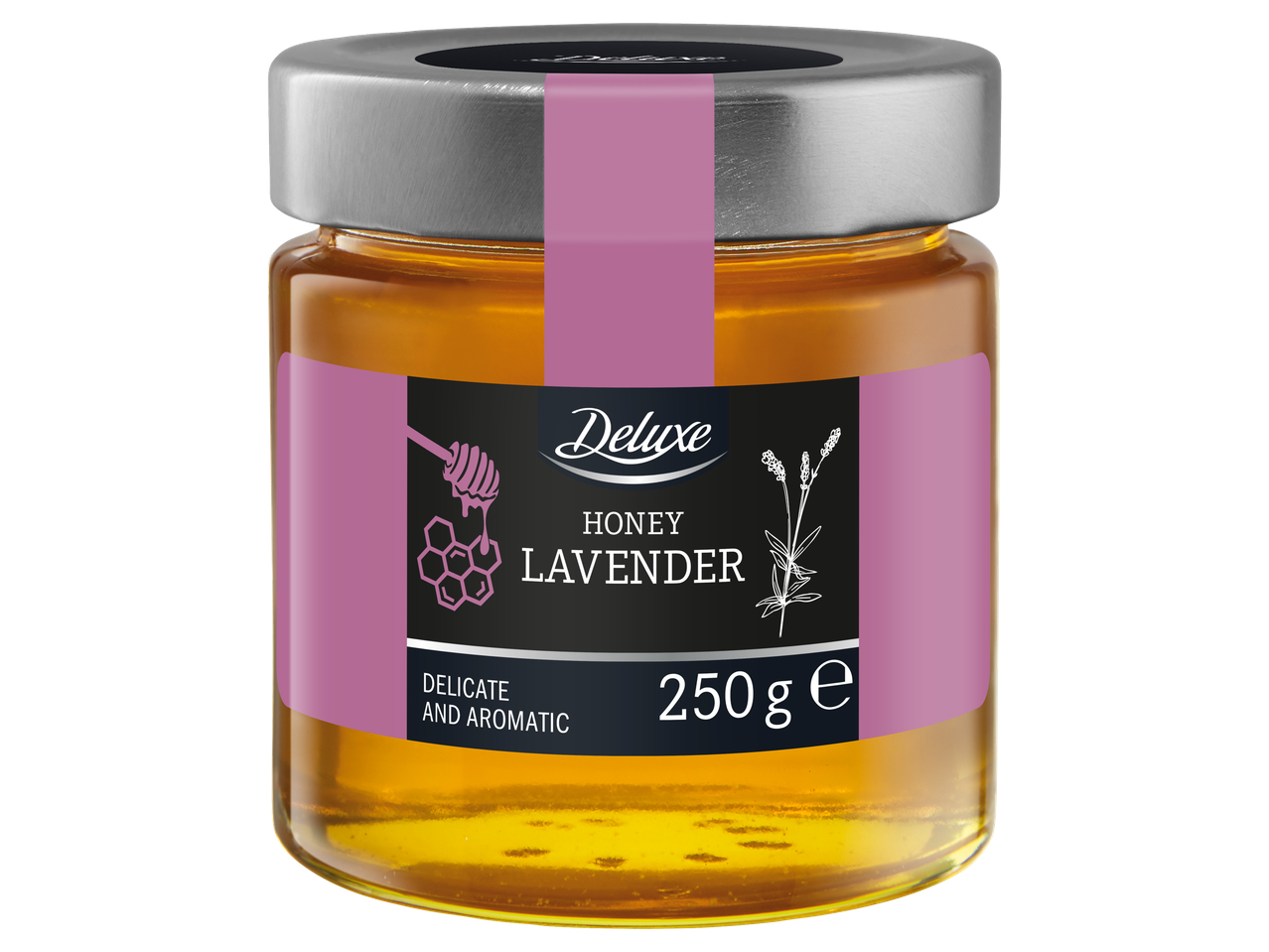 Deluxe Lavandas medus, 250g burka.