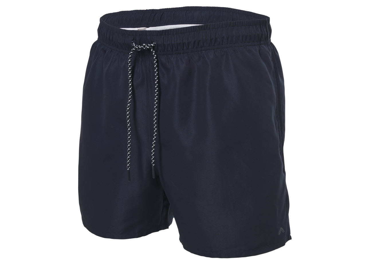 CRIVIT Men's Swim Shorts in navy blue with an elastic waistband and drawstring.