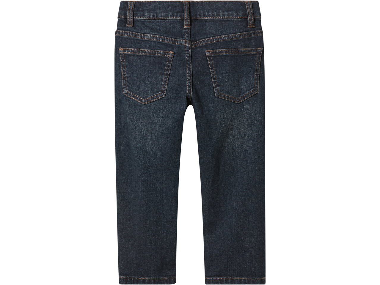 lupilu® laste teksad tumesinisest denimist oranžide õmblustega, tagantvaade