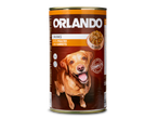 Orlando: Geblikte hondenvoer, brokjes met gevogelte en wortelen in saus.