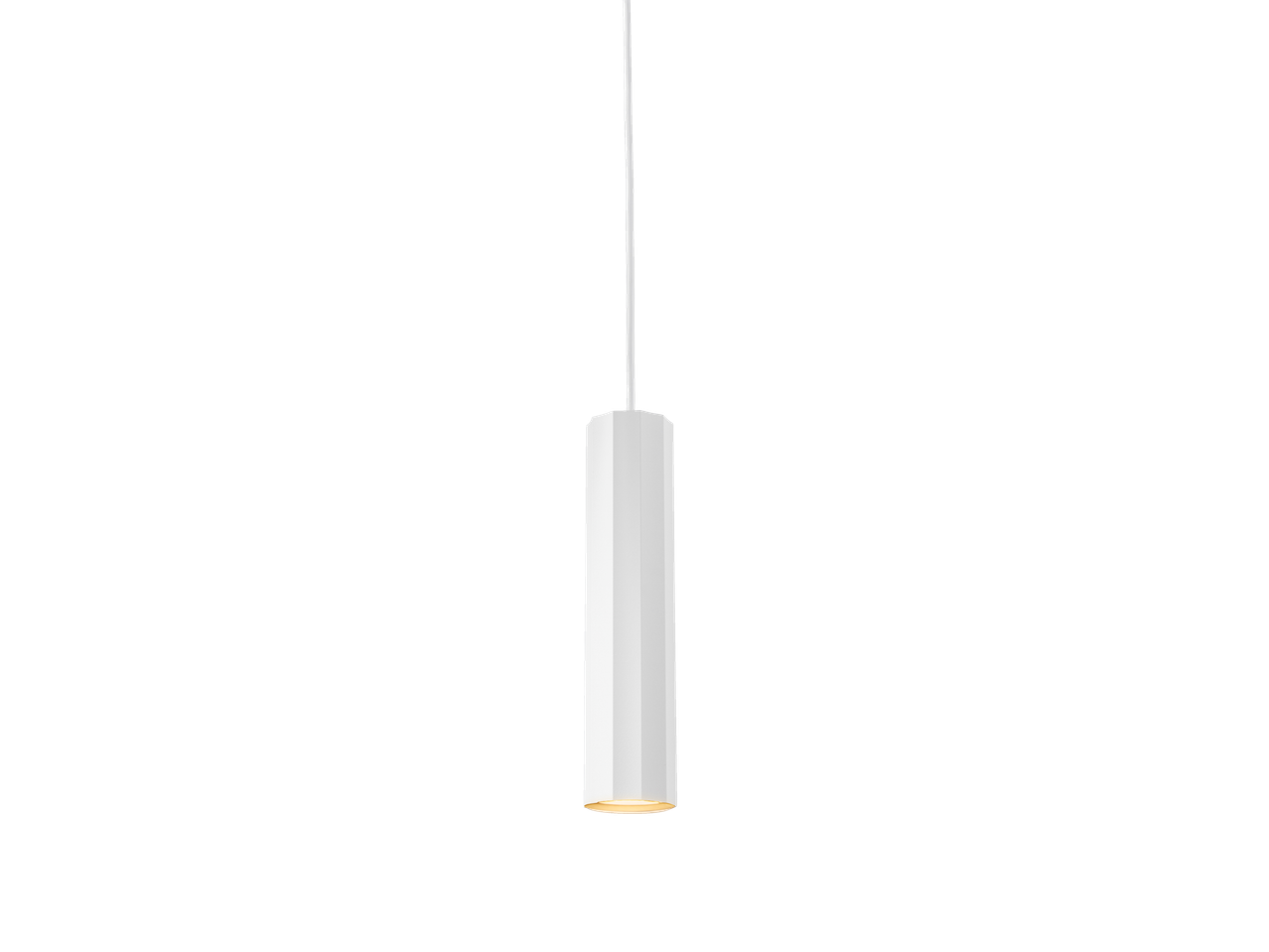 Candeeiro de Teto Suspenso LIVARNO home, um corpo de iluminação branco, cilíndrico, com luz quente.