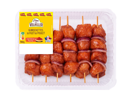 L'ÉTAL DU VOLAILLER 6 brochettes de filet de poulet marinées au paprika