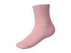 Single pink sock with a ruffled cuff