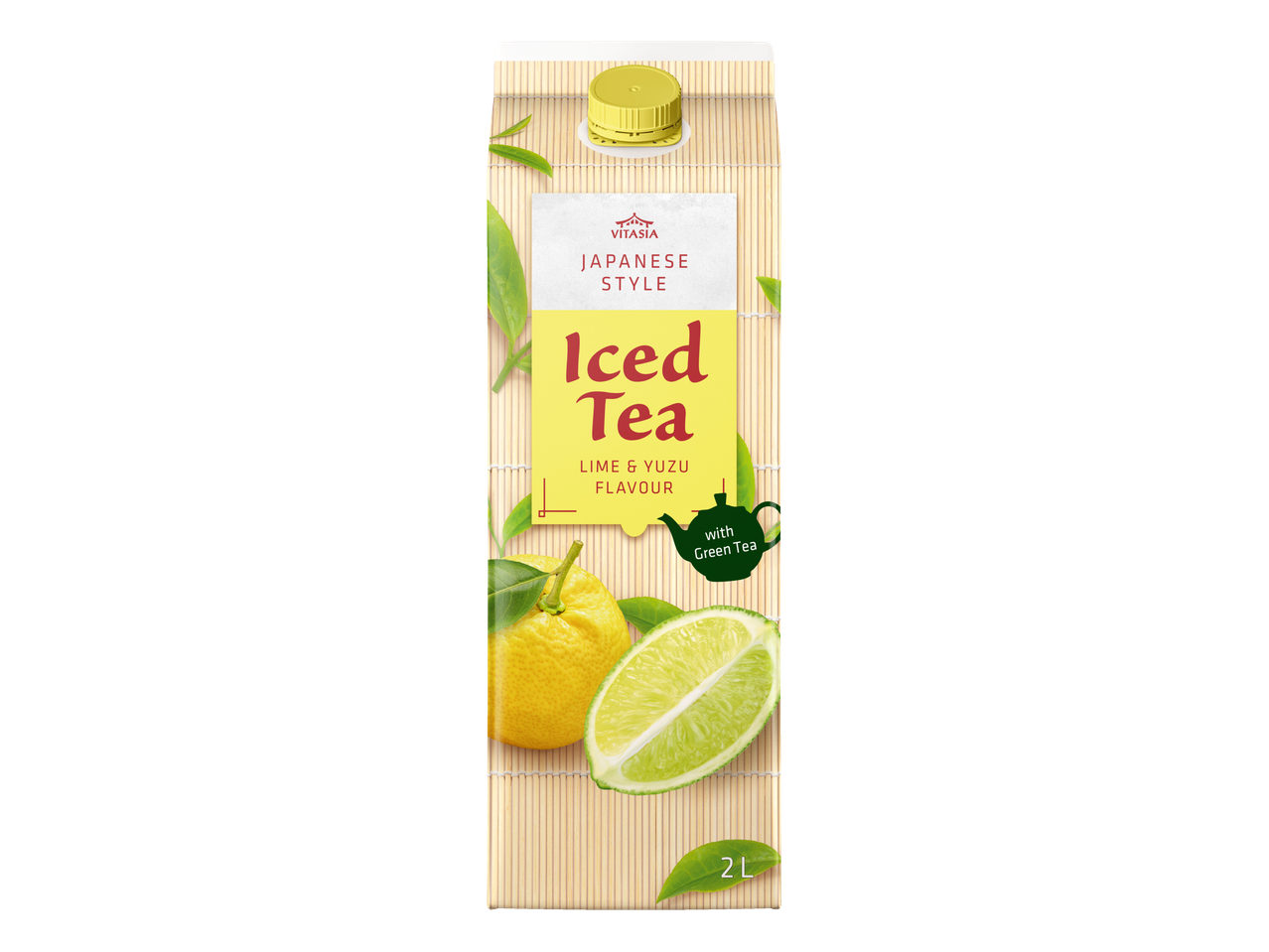 Chá gelado Vitasia estilo japonês, sabor lima e yuzu, embalagem de 2L.