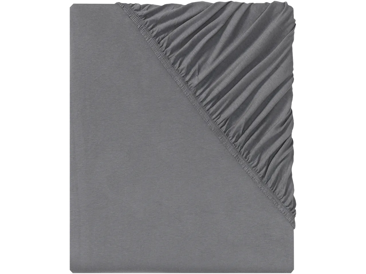 Grey fitted sheet.