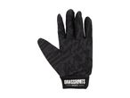 Black sports glove with a subtle geometric pattern and white text on the cuff.