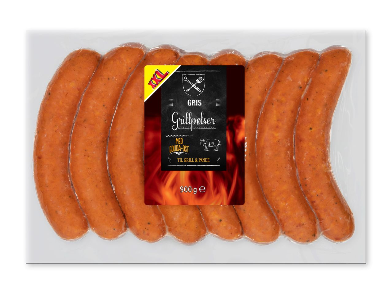Pakke med seks grillpølser fra Slagter Christensen.