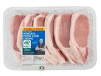 Family pack of boneless pork loin chops from a grocery store.
