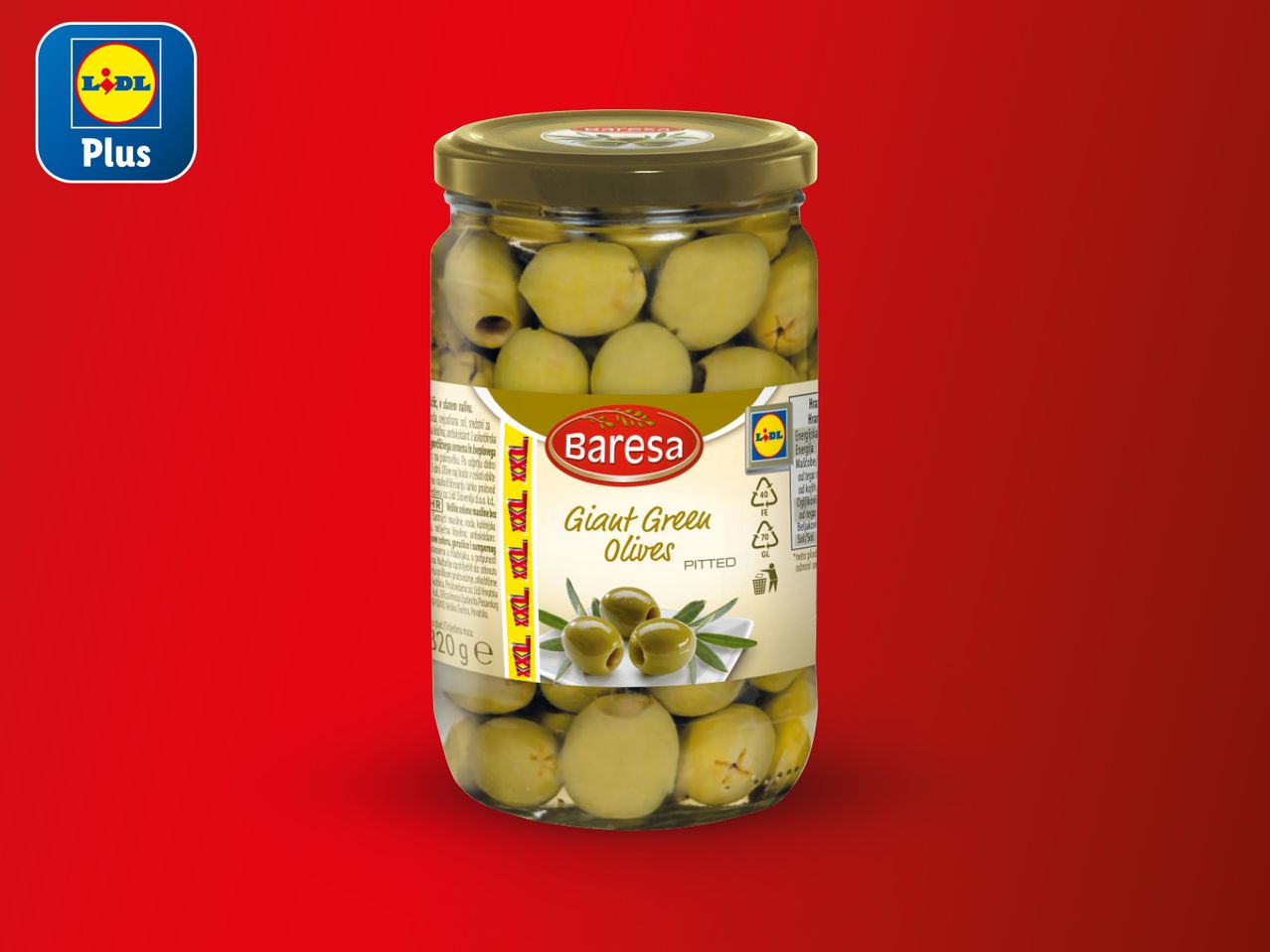 Staklenka zelenih maslina Baresa iz Lidla Plus.