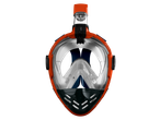 CRIVIT Premium Snorkel Mask in orange and black, front view.