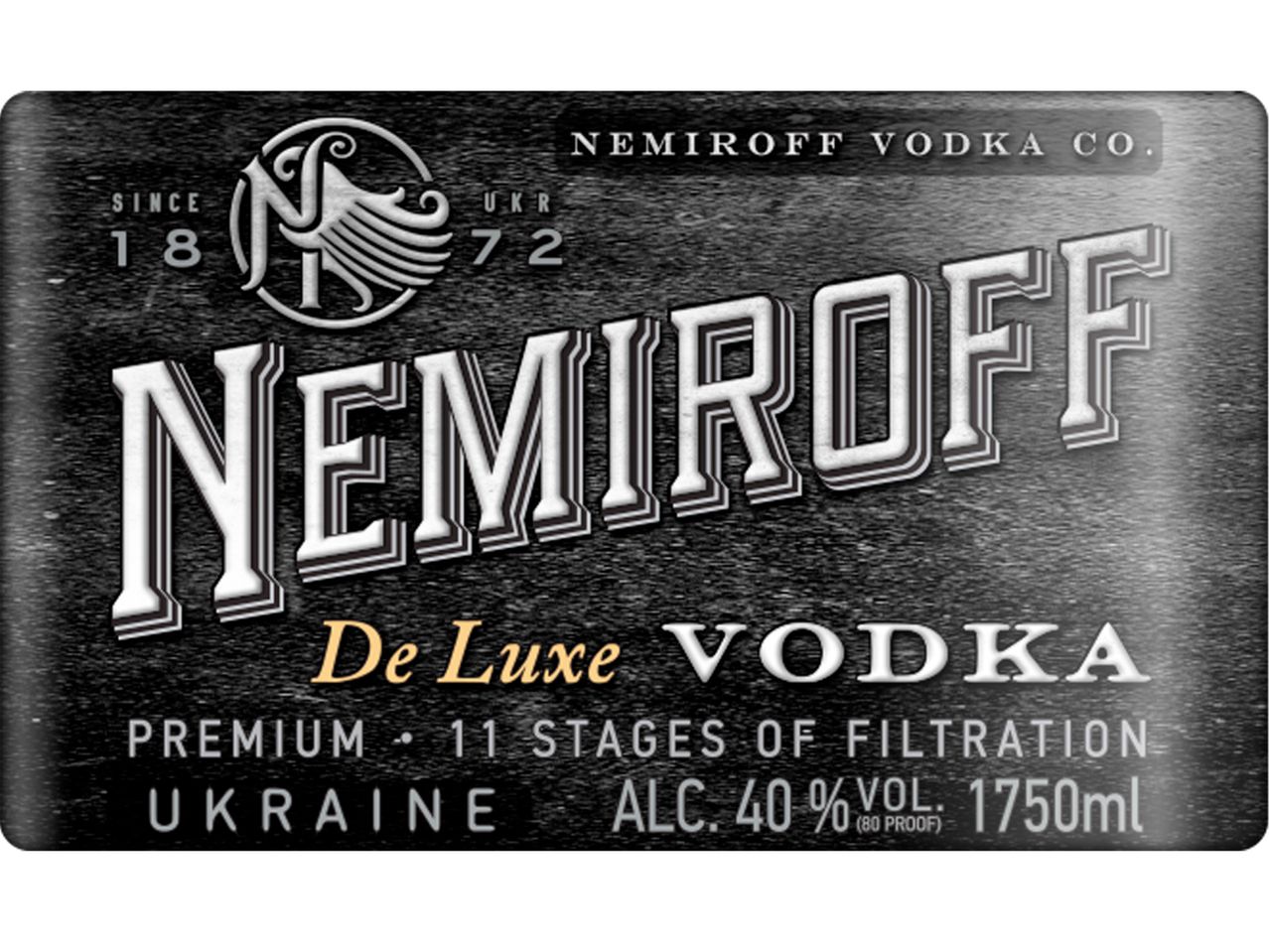 Етикет на водка Nemiroff De Luxe от Украйна.
