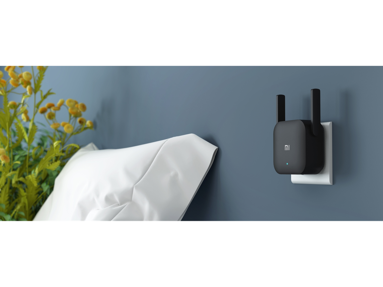 Xiaomi Mi Wi-Fi Range Extender Pro u spavaćoj sobi.