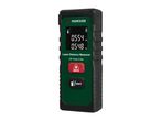 Laser distance measurer with digital display showing measurements in meters