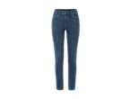 Dunkelblaue Damenjeans mit geradem Bein.