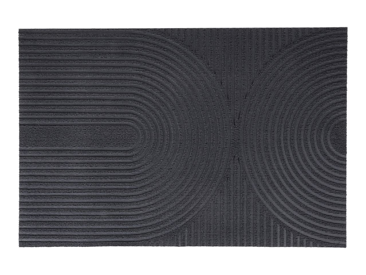 Dark grey doormat with a textured geometric pattern