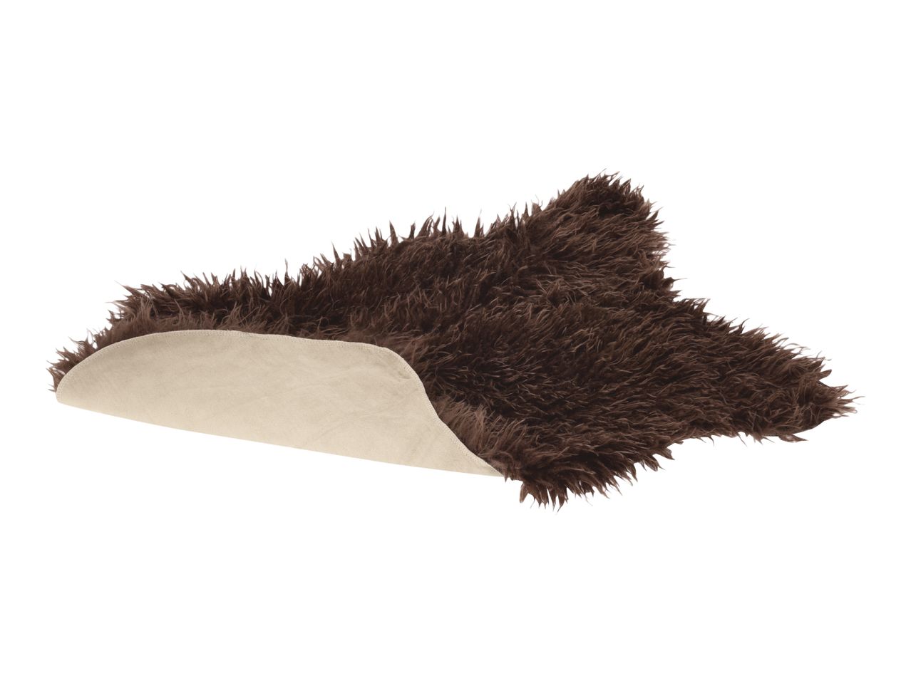 Brown faux fur rug with a non-slip backing