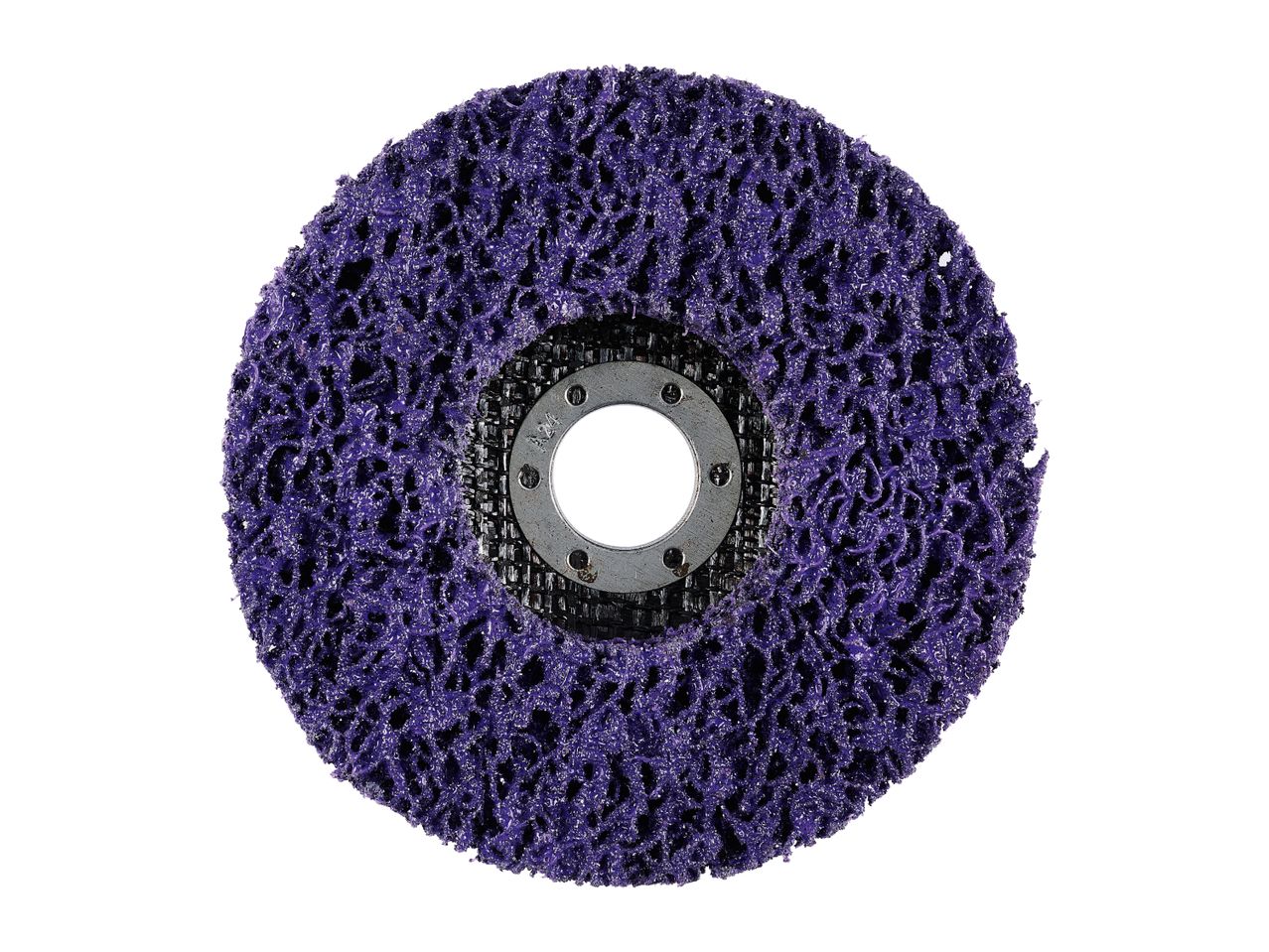 Purple stripping disc for angle grinders, isolated on a white background.