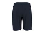 Dark blue men's shorts with an elastic waistband and back pockets, viewed from the back.