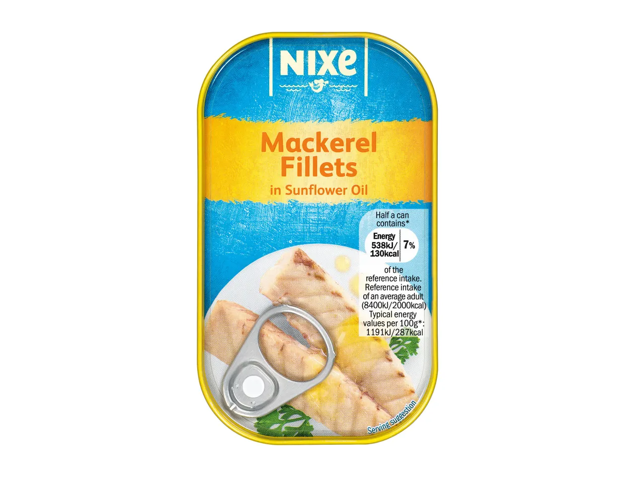 Nix mackerel fillets in sunflower oil.