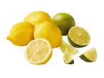 Lemons and limes, fresh and juicy.