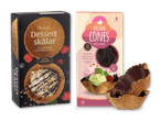 To pakker med vaffelskåle til dessert, den ene med chokoladeovertræk.