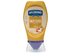 Бутилка горчичен сос с надпис „MUSTARD SAUCE A MILD CLASSIC“ и хранителна информация.