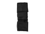 Black roll-up tool bag with mesh pockets