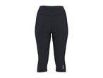 Black women's capri leggings with a reflective detail on the left leg.