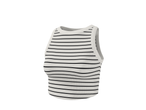 Top curto canelado Esmara com riscas pretas e brancas
