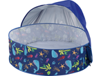 Lupilu Pop-Up Paddling Pool with blue canopy and marine life pattern.